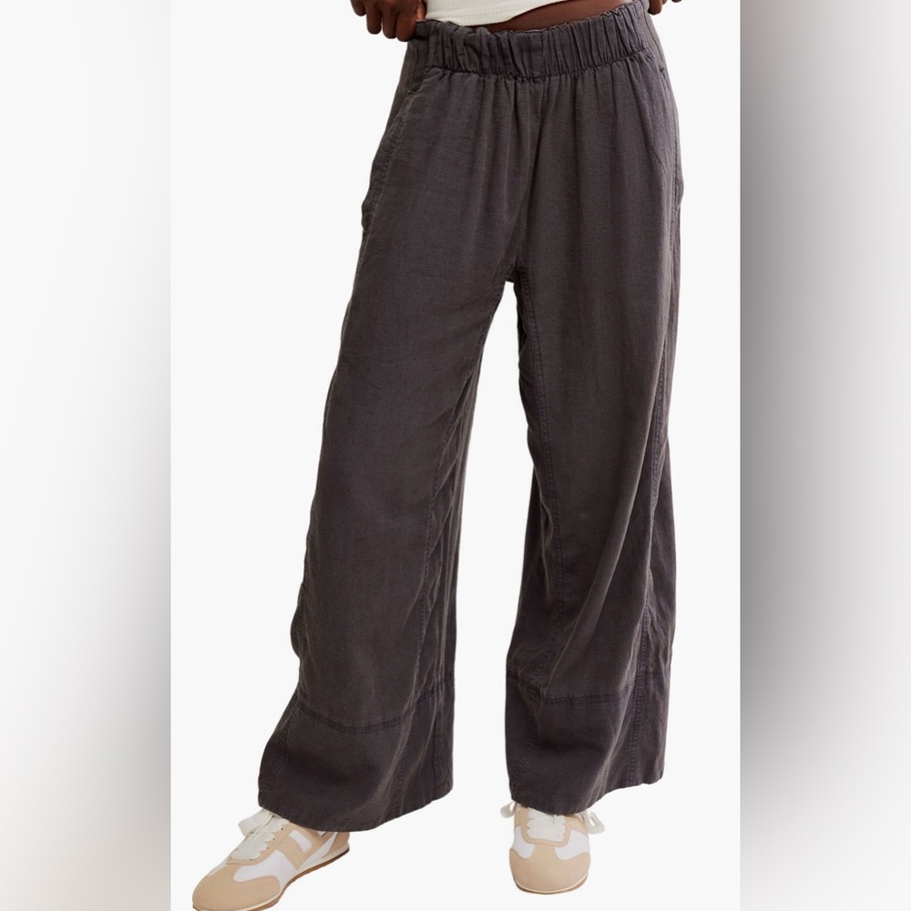 Free People Days End Pull-On Linen Blend Wide Leg Pants